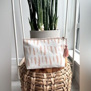 NORDSTROM | Pink & White Cosmetic Pouch with Tassle